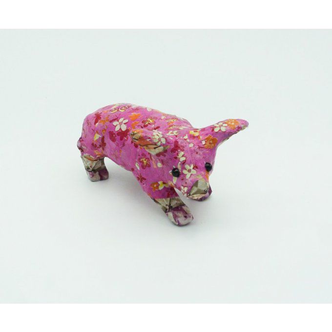 Cochon Rose en papier mâché fait main